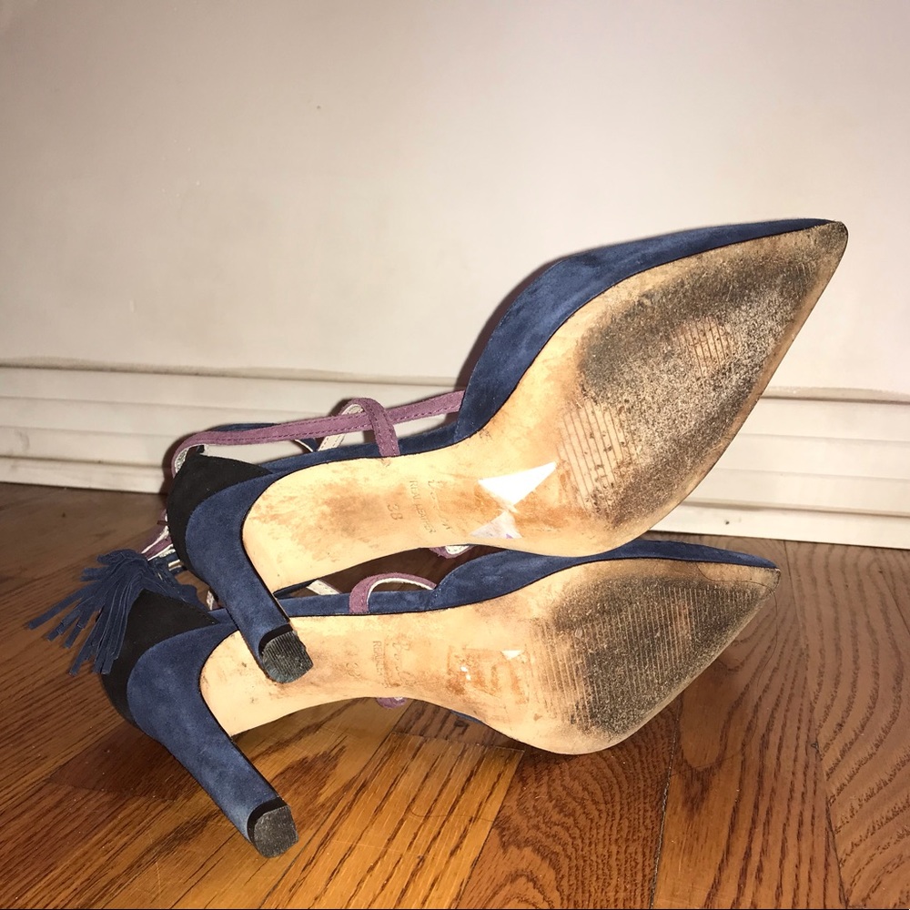 Boden Navy Purple Suede Point Toe Heel Tassel - Picture 16 of 16